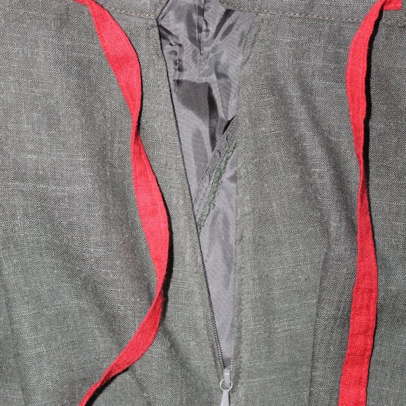 Vintage German Dirndl Green Red Linen Blend Octoberfest Skirt XS/S 25" Waist - Picture 6 of 10